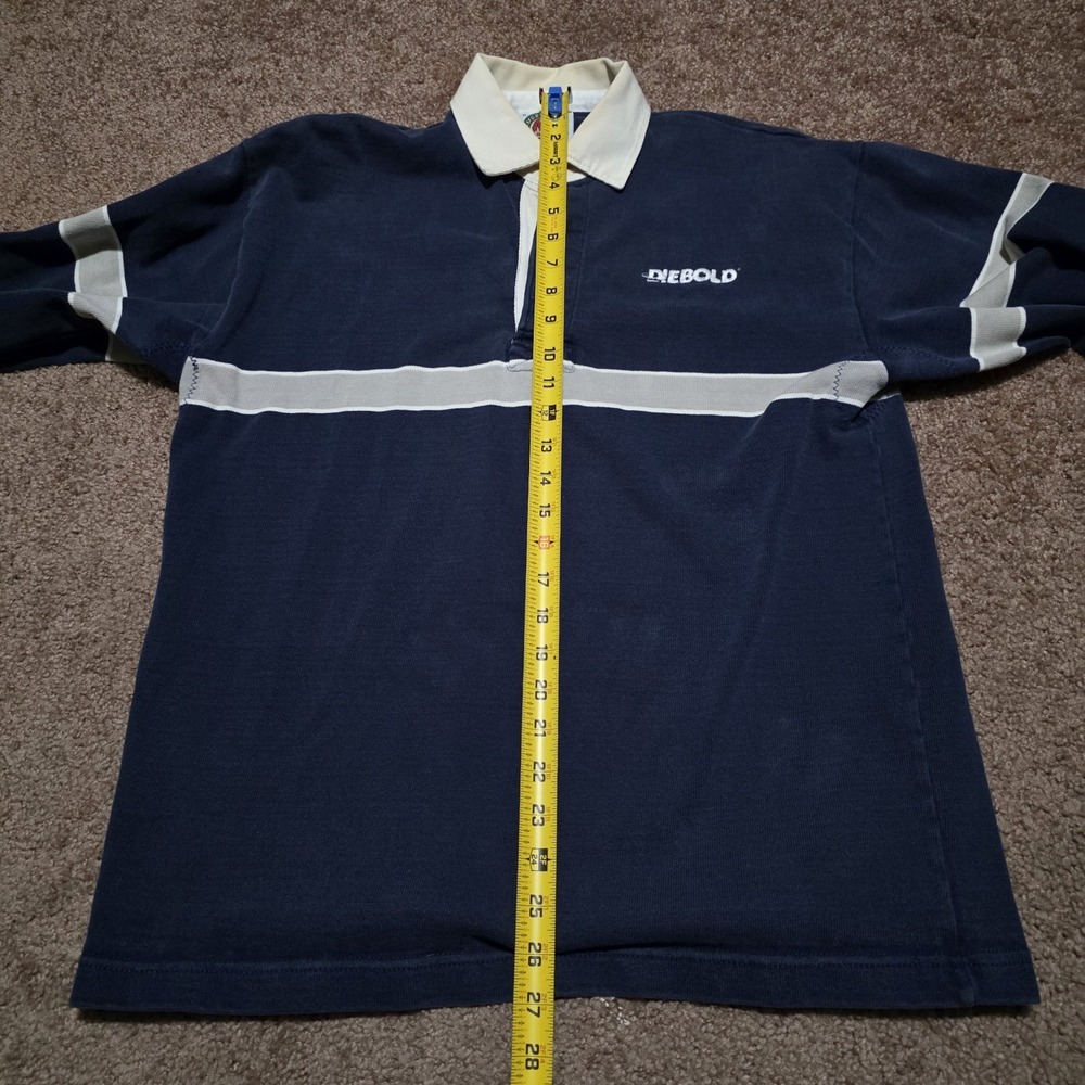 Barbarian Rugby Polo Shirt Mens Medium Navy Gray Diebold Embroidered Long Sleeve - Picture 10 of 11